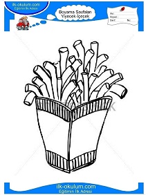 Çocuklar İçin Patates-Kızartması Boyama Sayfaları 